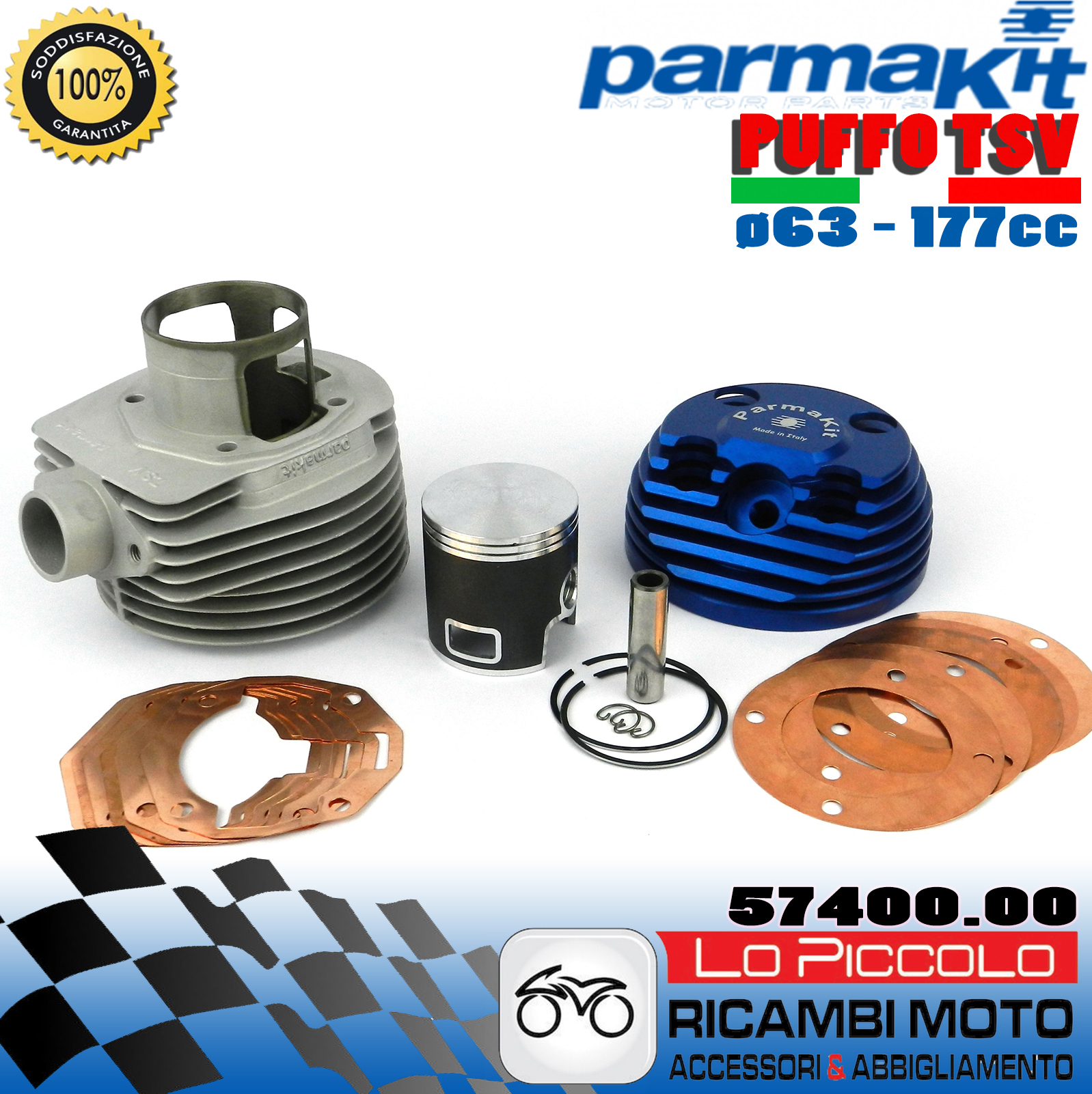 KIT GRUPPO TERMICO MODIFICA CILINDRO 177 Ø63 PARMAKIT VESPA PX 125 150